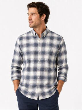 Faherty Men’s Supima Cotton Stretch Plaid Button-Down Shirt – Medium